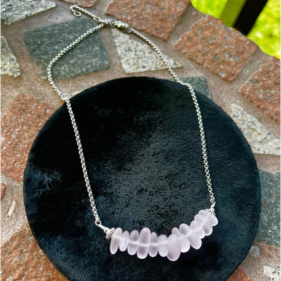 Frosted pink crystal quartz gemstones chips bar choker necklace boho stones - Picture 10 of 11